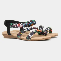 Lilley Selena Womens Black Strappy Ribbon Sandal
