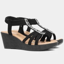 Lilley Shania Womens Black Wedge Sandal