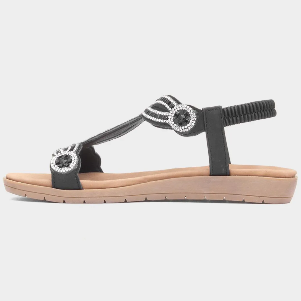 Lilley Sia Womens Black Diamante Sandal