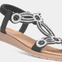 Lilley Sia Womens Black Diamante Sandal