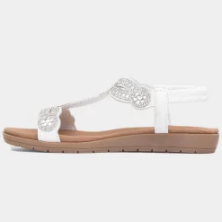 Lilley Sia Womens White Diamante Sandal