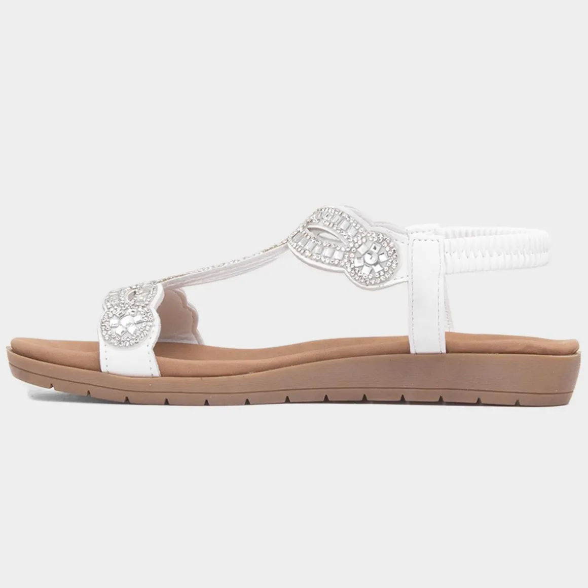 Lilley Sia Womens White Diamante Sandal