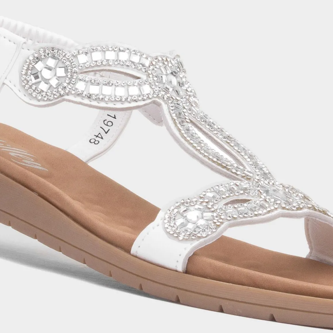 Lilley Sia Womens White Diamante Sandal