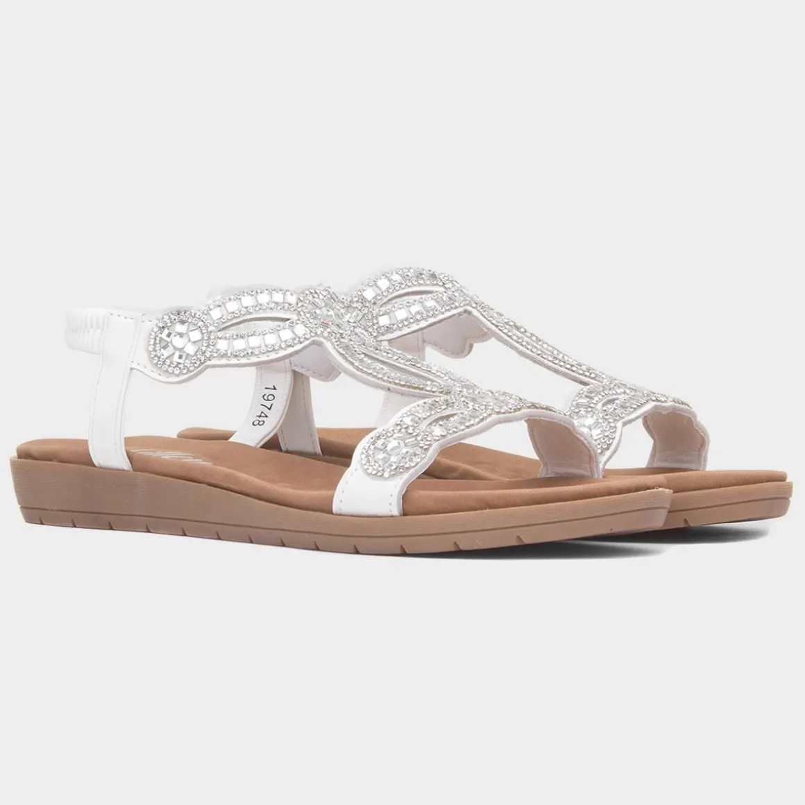 Lilley Sia Womens White Diamante Sandal