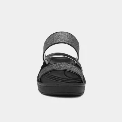 Lilley Sian Womens Black Glitter Strappy Sandal