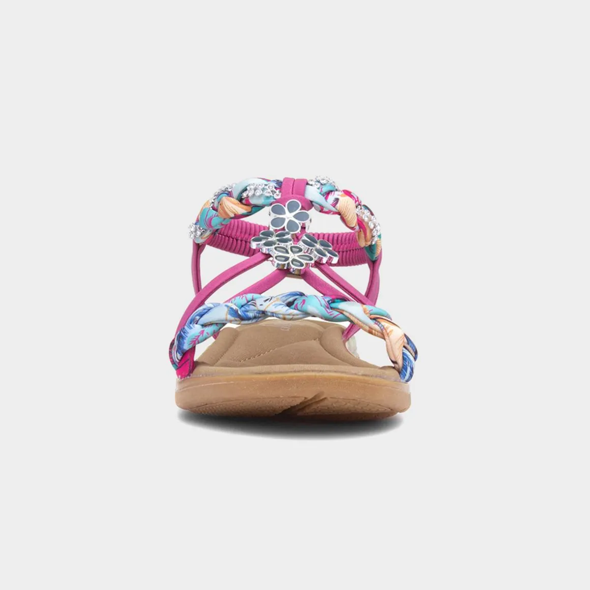Lilley Simone Womens Fuchsia Ribbon Twist Sandal