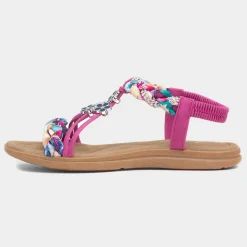 Lilley Simone Womens Fuchsia Ribbon Twist Sandal