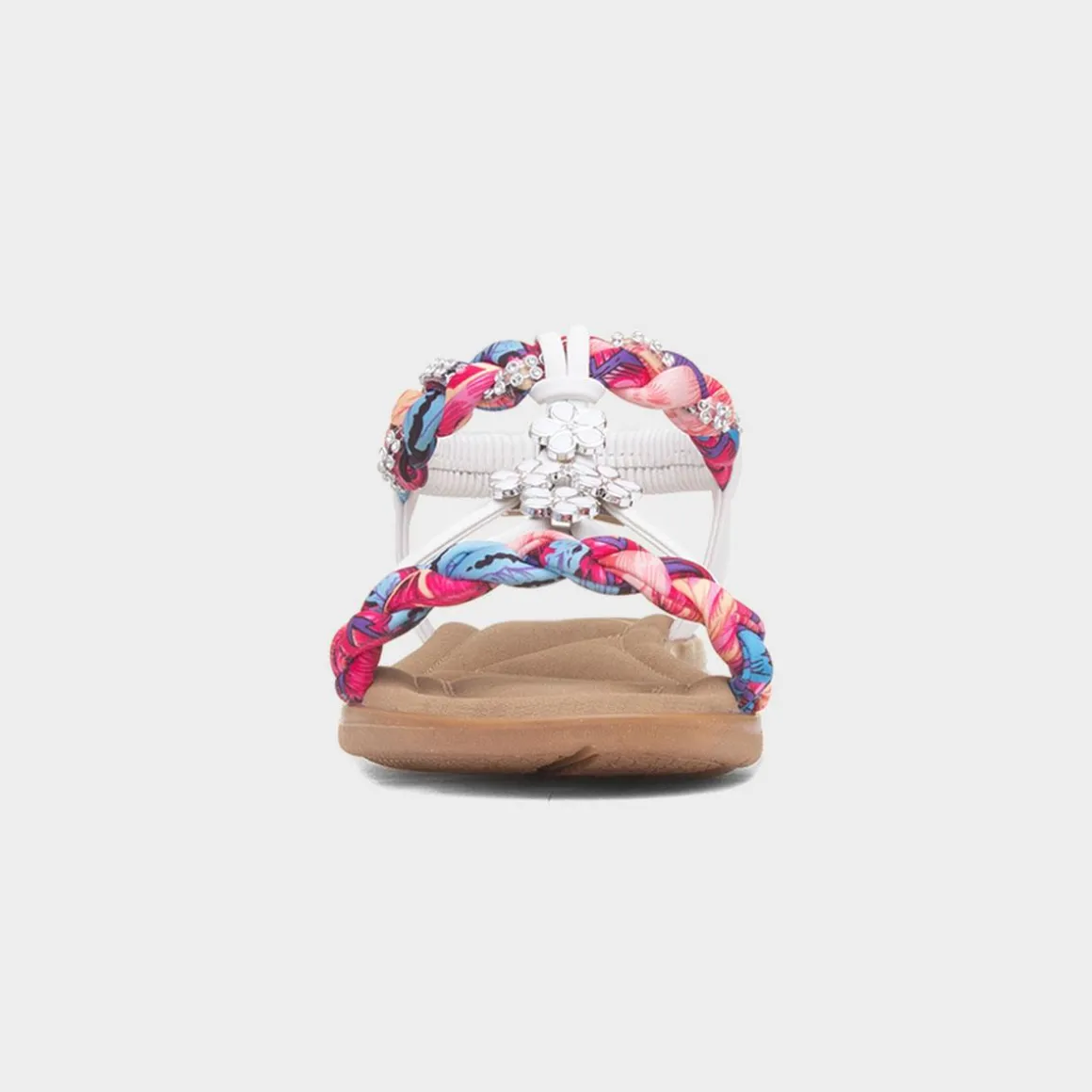 Lilley Simone Womens White Ribbon Twist Sandal