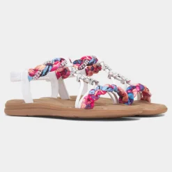 Lilley Simone Womens White Ribbon Twist Sandal