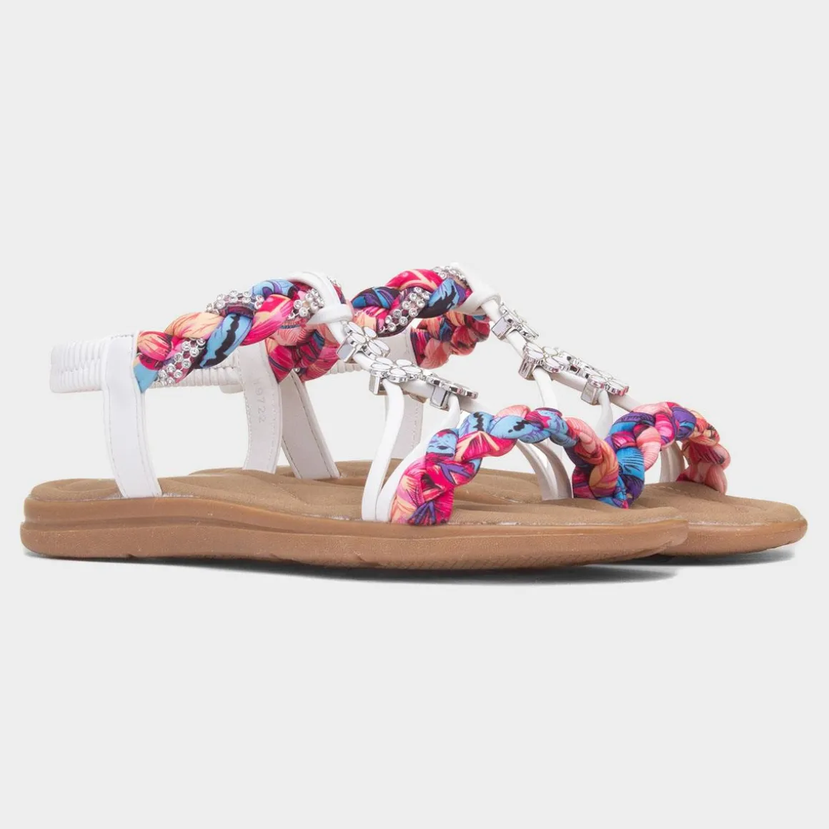 Lilley Simone Womens White Ribbon Twist Sandal