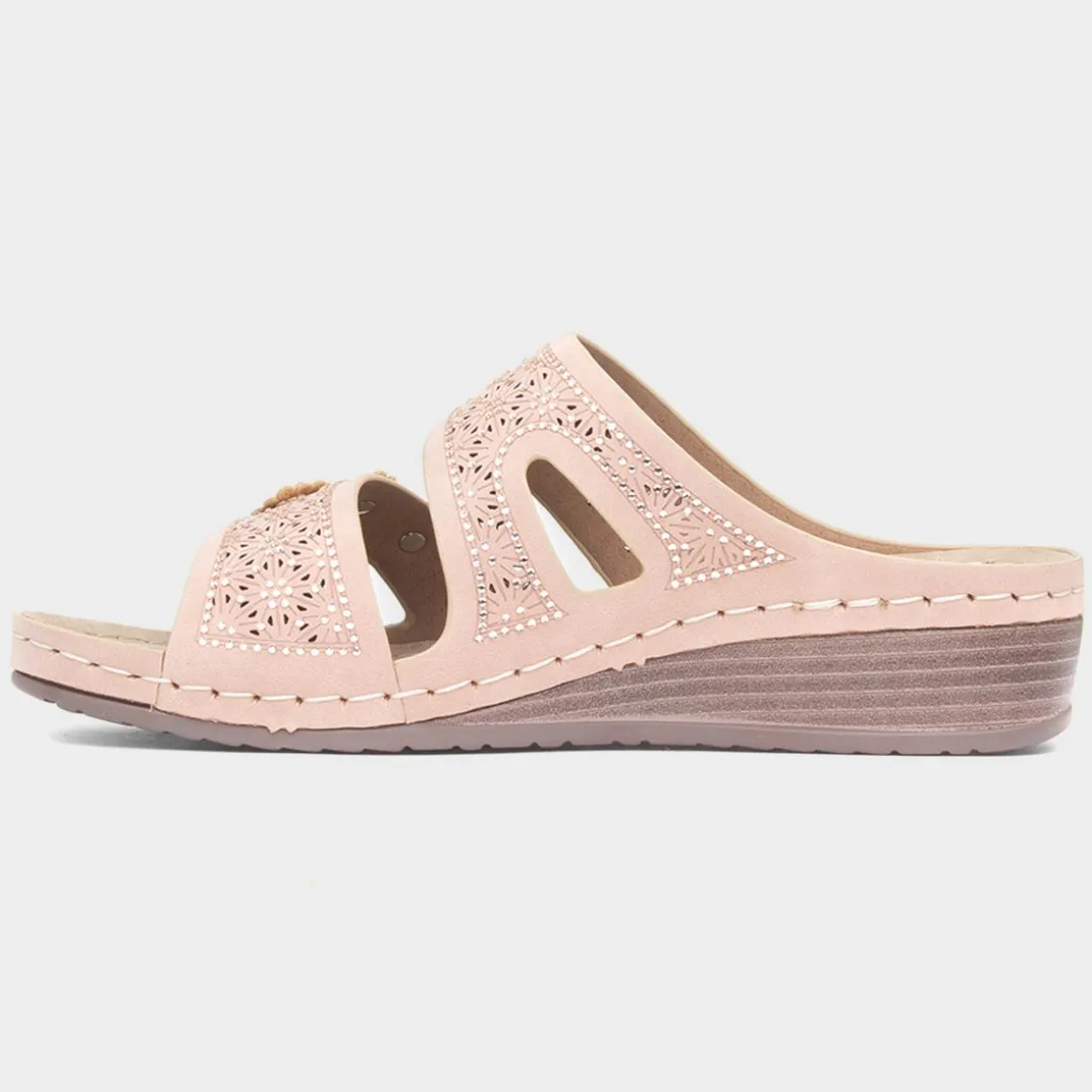 Lilley Sissy Womens Nude Diamante Wedge Sandal