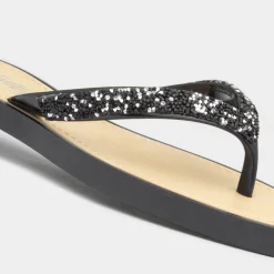 Lilley Skye Womens Black Diamante Toe Post Sandal