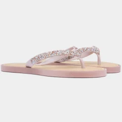 Lilley Skye Womens Nude Diamante Toe Post Sandal