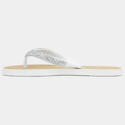 Lilley Skye Womens White Diamante Toe Post Sandal