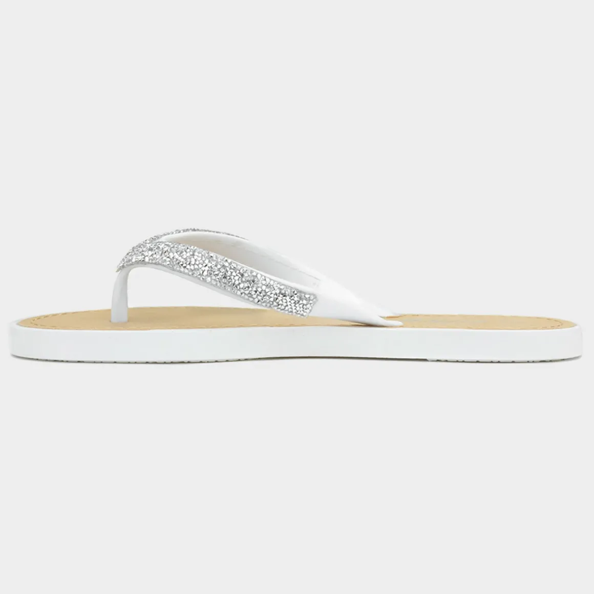 Lilley Skye Womens White Diamante Toe Post Sandal