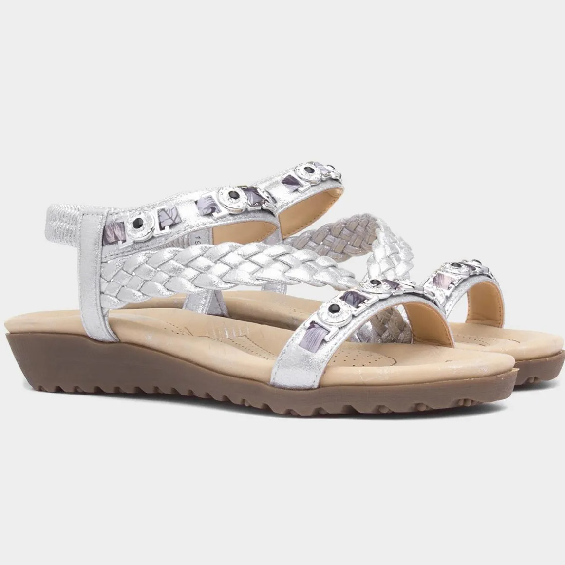 Lilley Skylar Womens Silver Gem Sandal