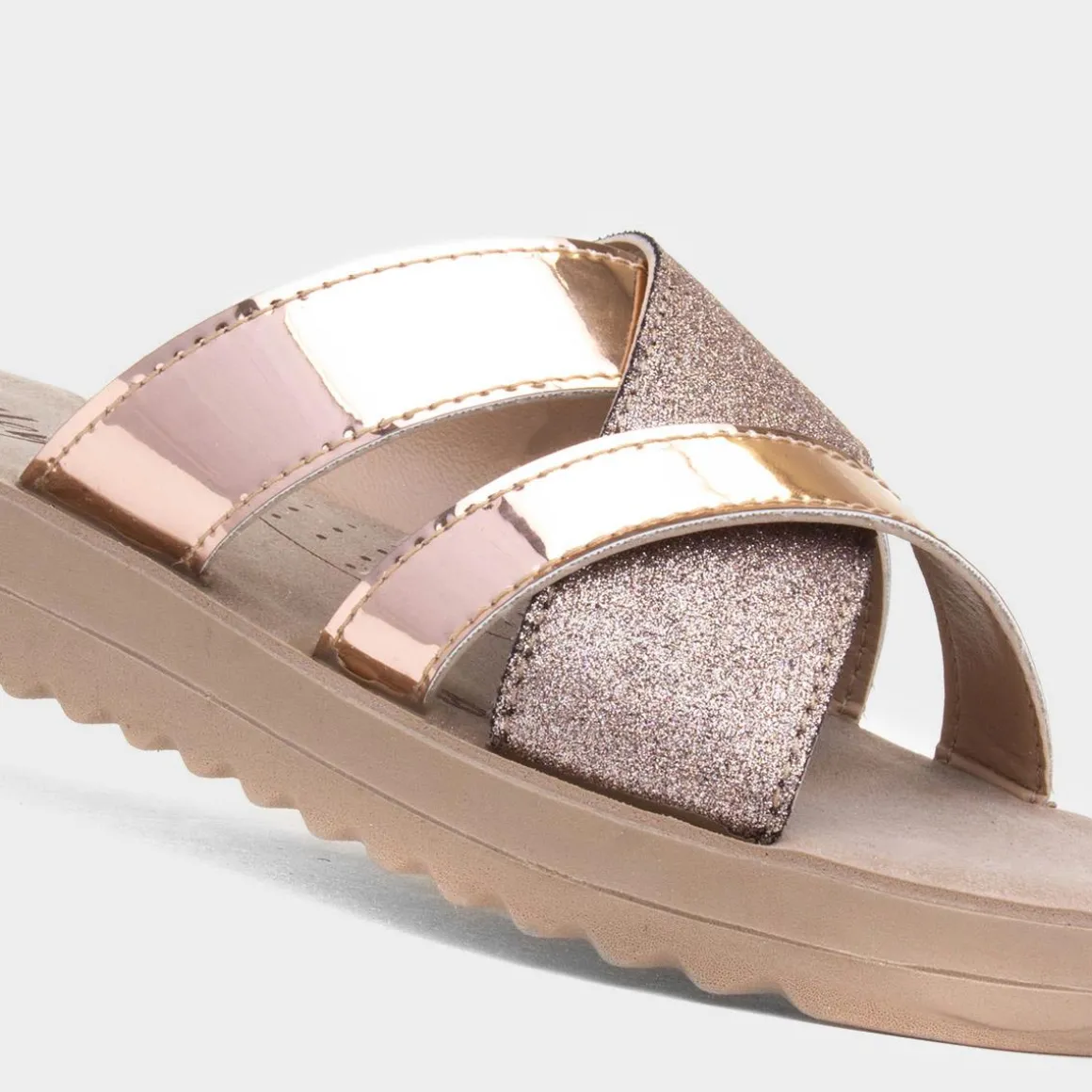 Lilley Sonia Womens Rose Gold Mule Sandal