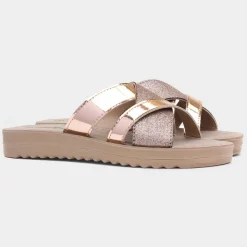 Lilley Sonia Womens Rose Gold Mule Sandal