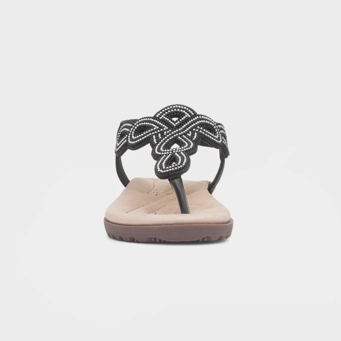 Lilley Sophia Womens Black Toe Post Sandal