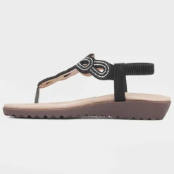 Lilley Sophia Womens Black Toe Post Sandal