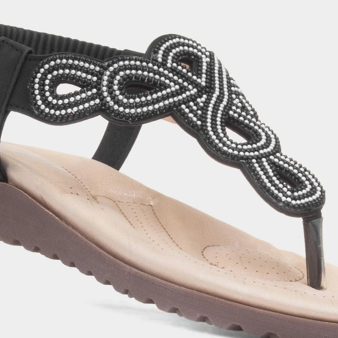 Lilley Sophia Womens Black Toe Post Sandal