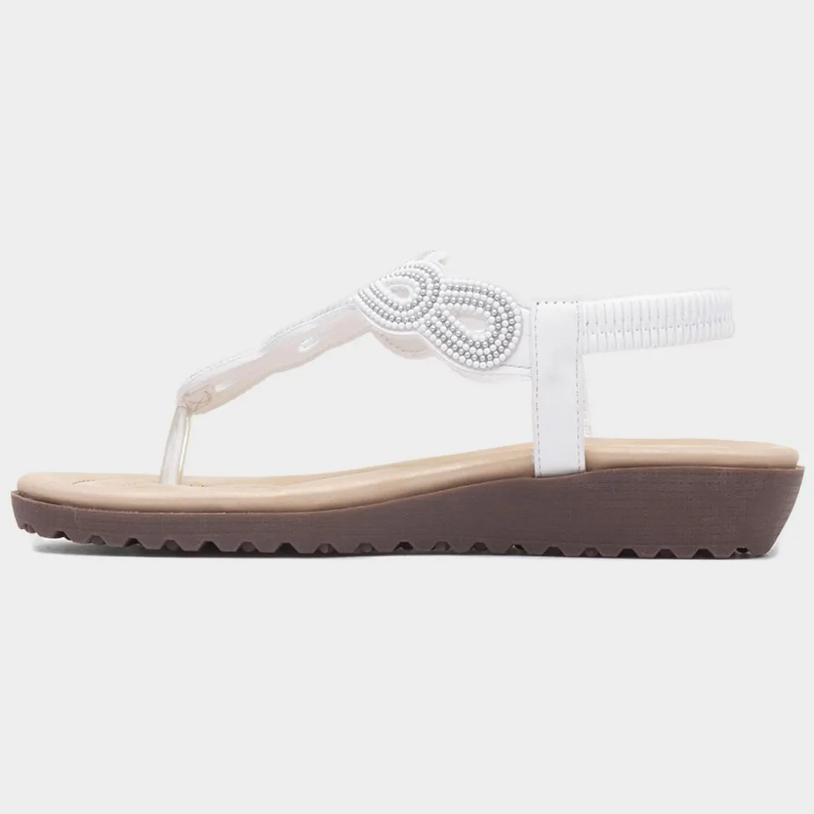 Lilley Sophia Womens White Toe Post Sandal