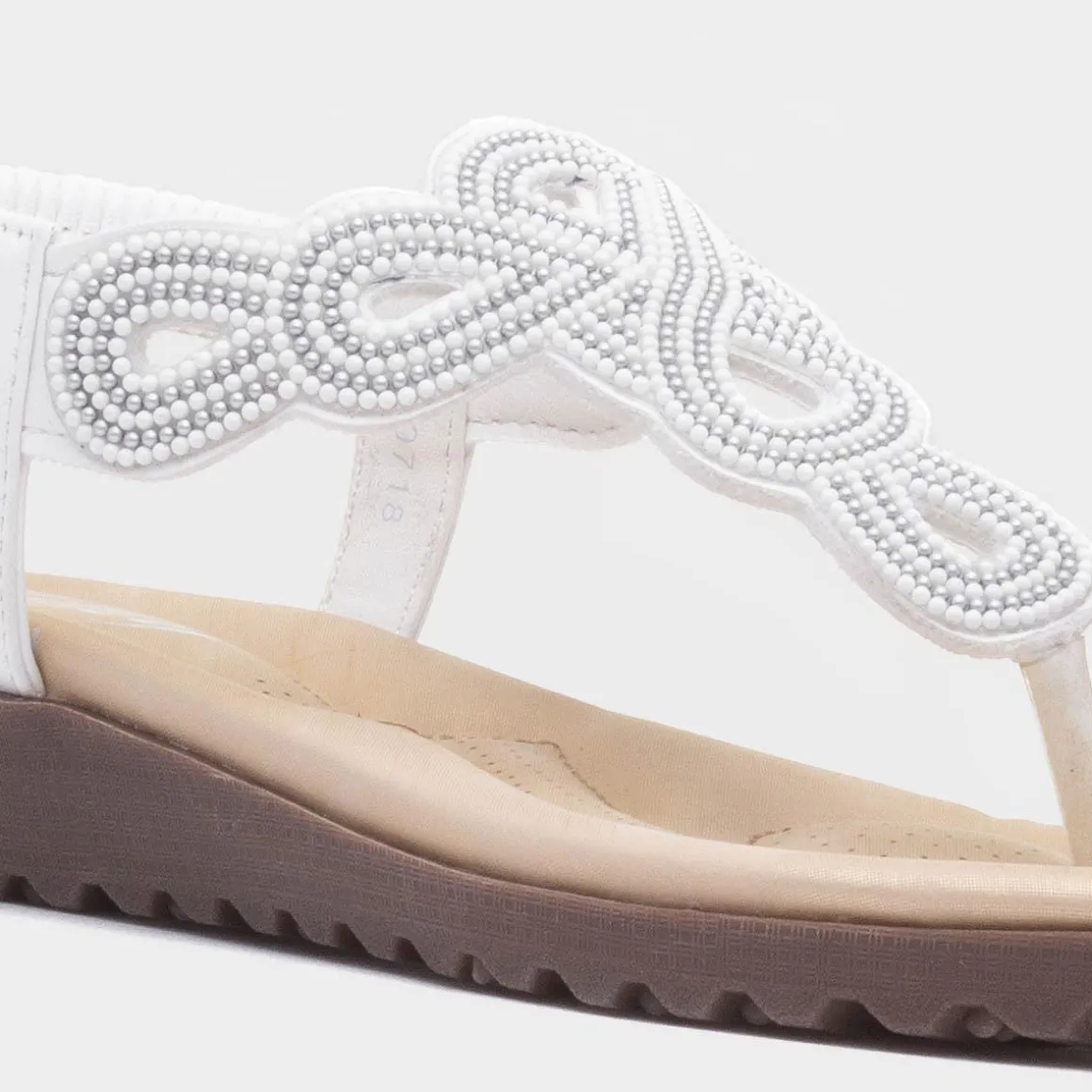 Lilley Sophia Womens White Toe Post Sandal