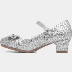 Lilley Sparkle Lacey Girl's Silver Glitter Heel