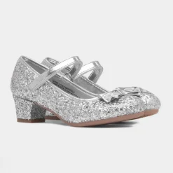 Lilley Sparkle Lacey Girl's Silver Glitter Heel