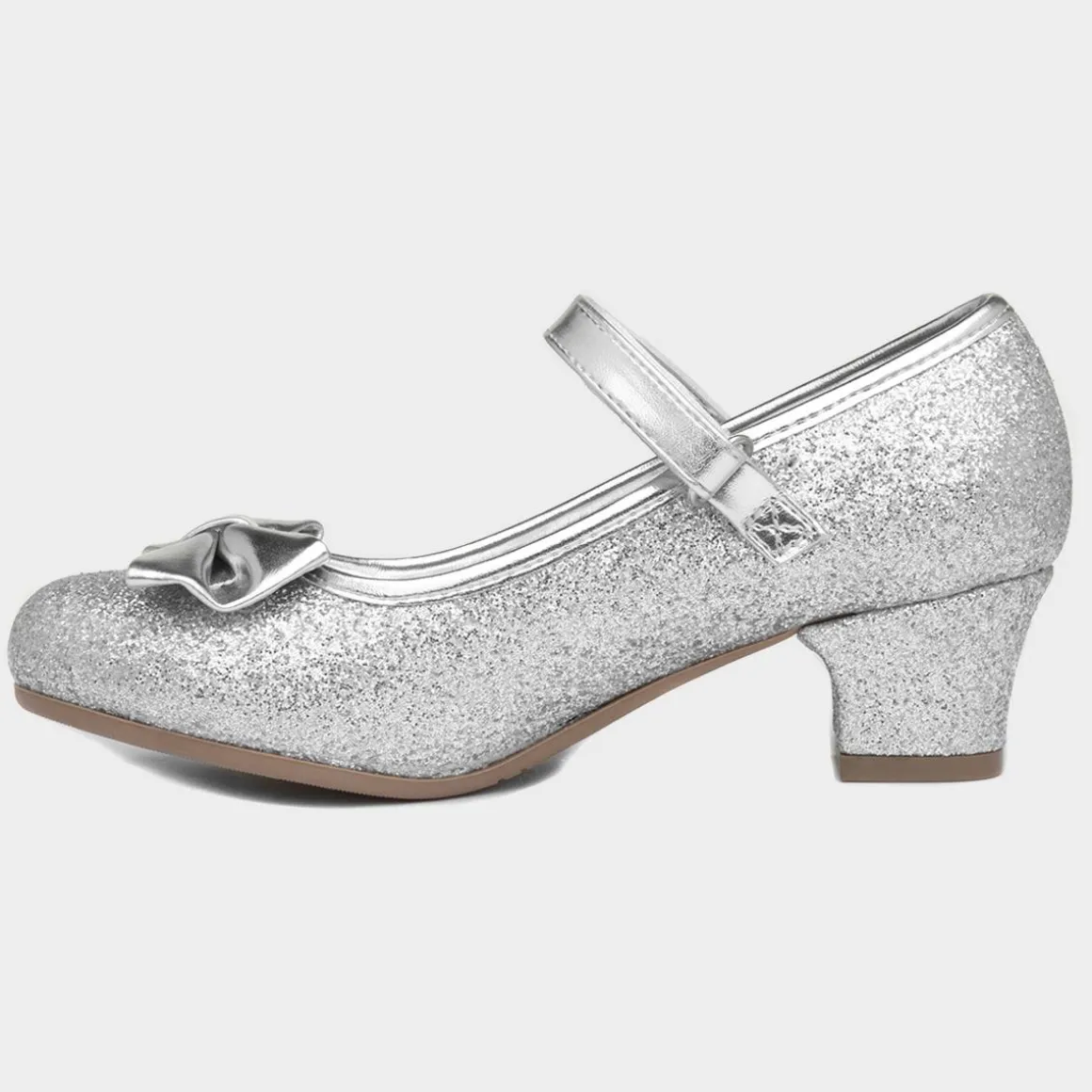 Lilley Sparkle Lacey Girls Silver Glitter Heel