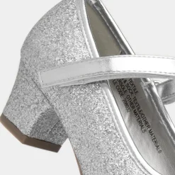 Lilley Sparkle Lacey Girls Silver Glitter Heel