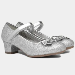 Lilley Sparkle Lacey Girls Silver Glitter Heel