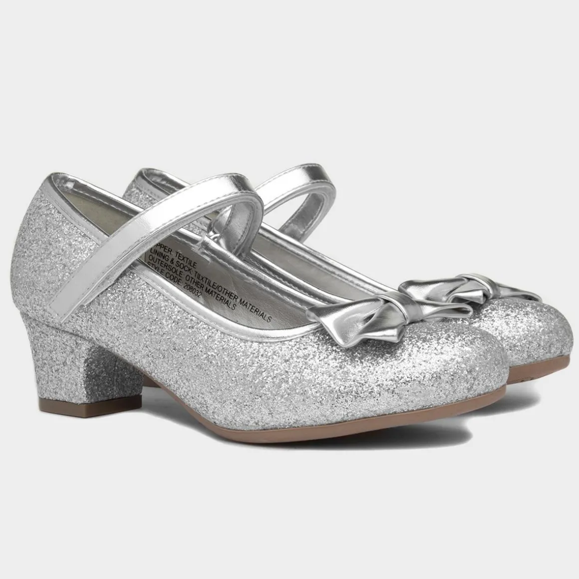 Lilley Sparkle Lacey Girls Silver Glitter Heel