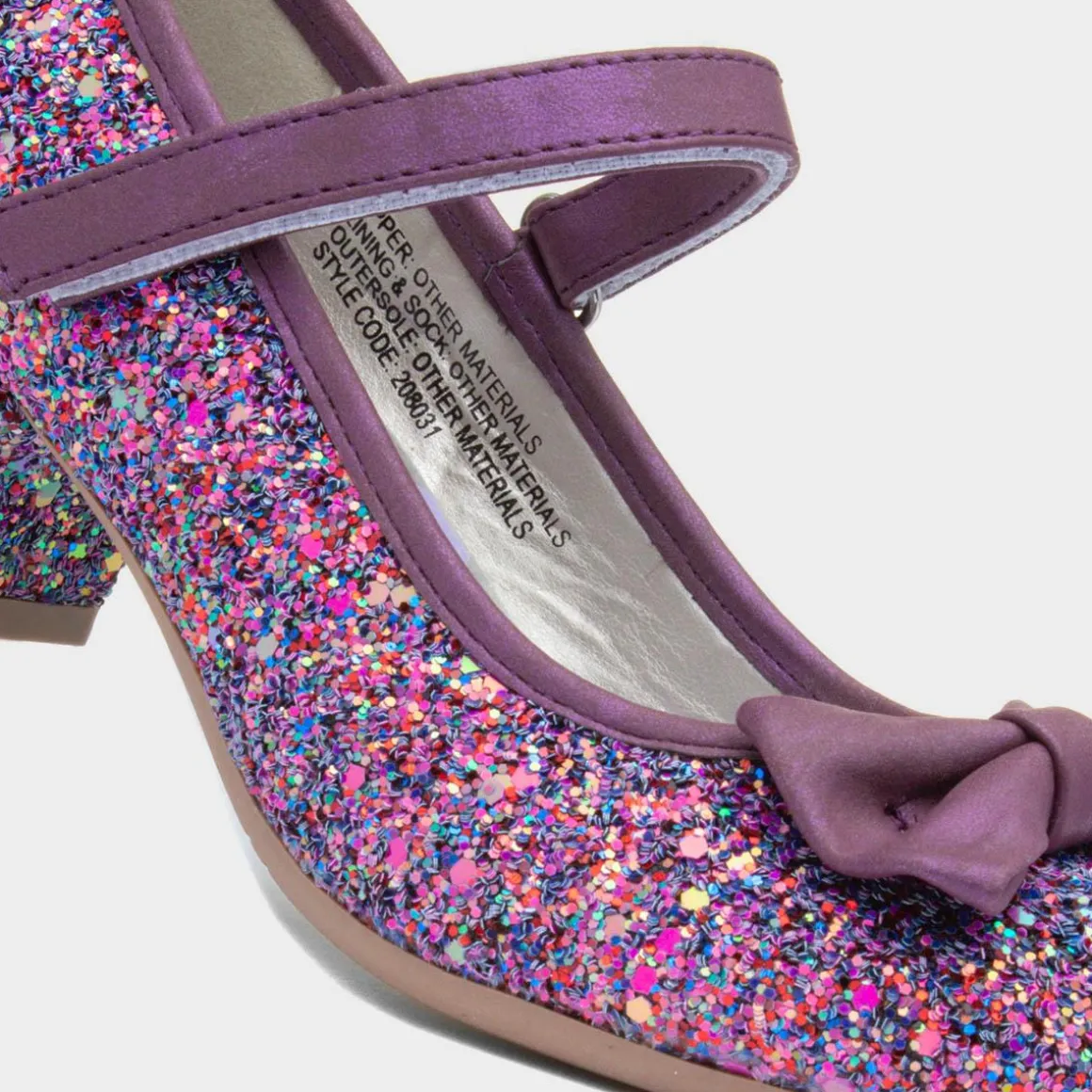 Lilley Sparkle Lacey Girls Purple Glitter Heel