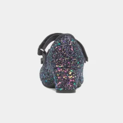 Lilley Sparkle Lacey Kids Black Glitter Heel