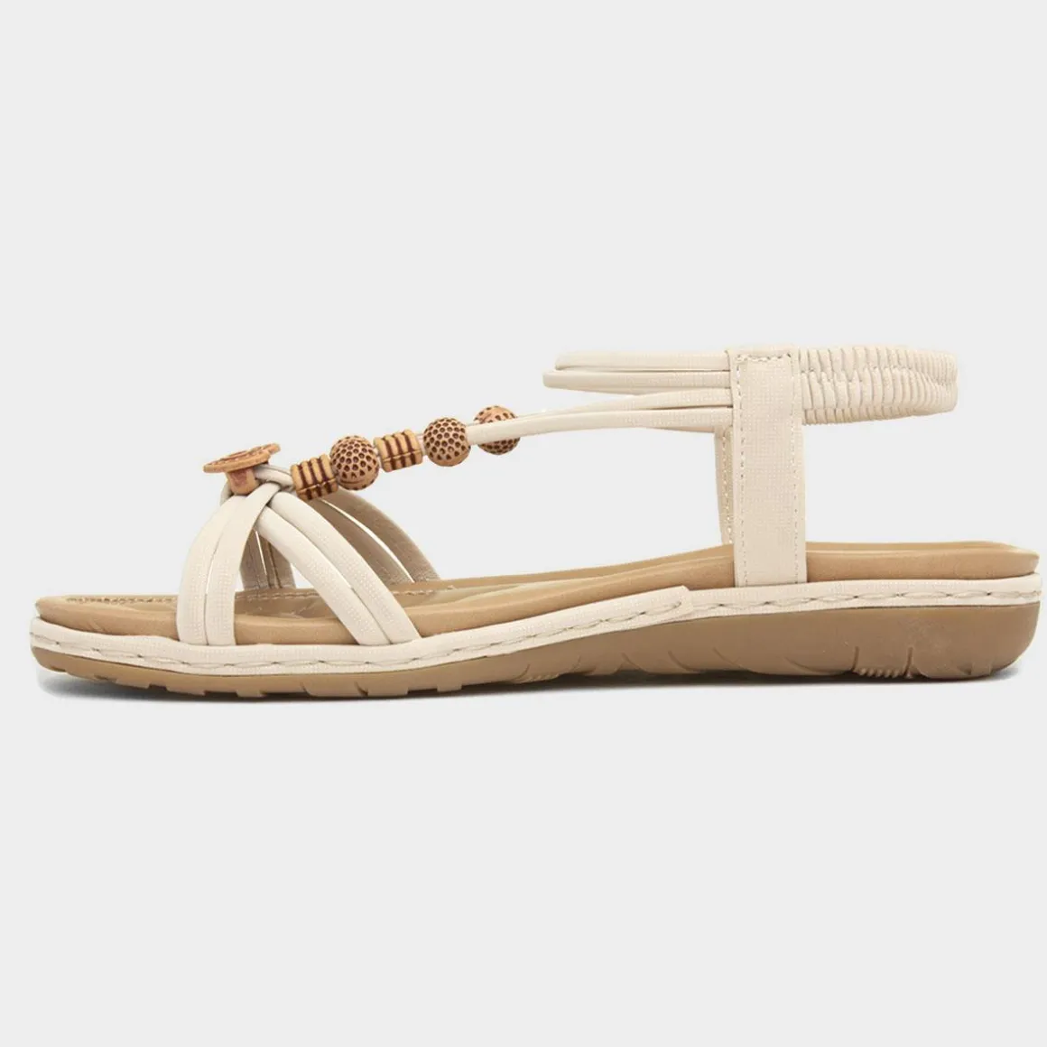 Lilley Spirit Womens Cream Strappy Sandal