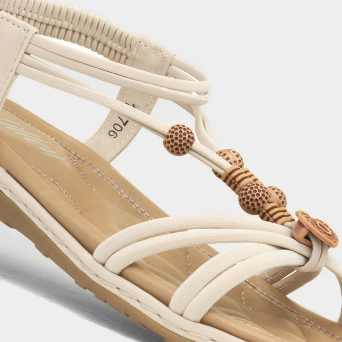 Lilley Spirit Womens Cream Strappy Sandal