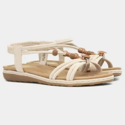 Lilley Spirit Womens Cream Strappy Sandal
