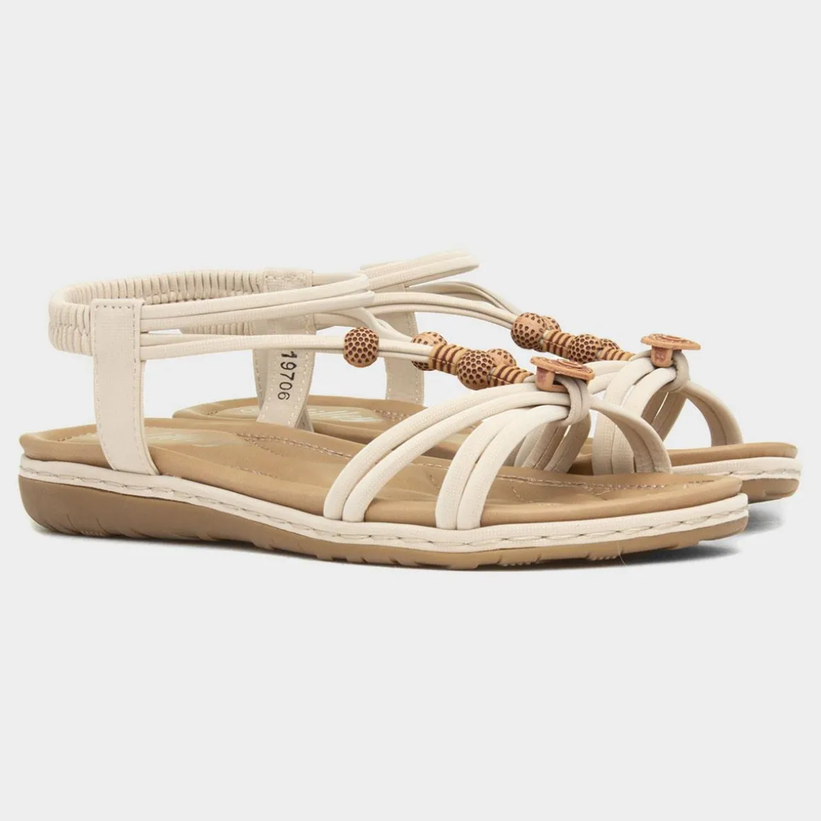 Lilley Spirit Womens Cream Strappy Sandal