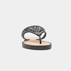 Lilley Star Womens Black Diamante Toe Post Sandal