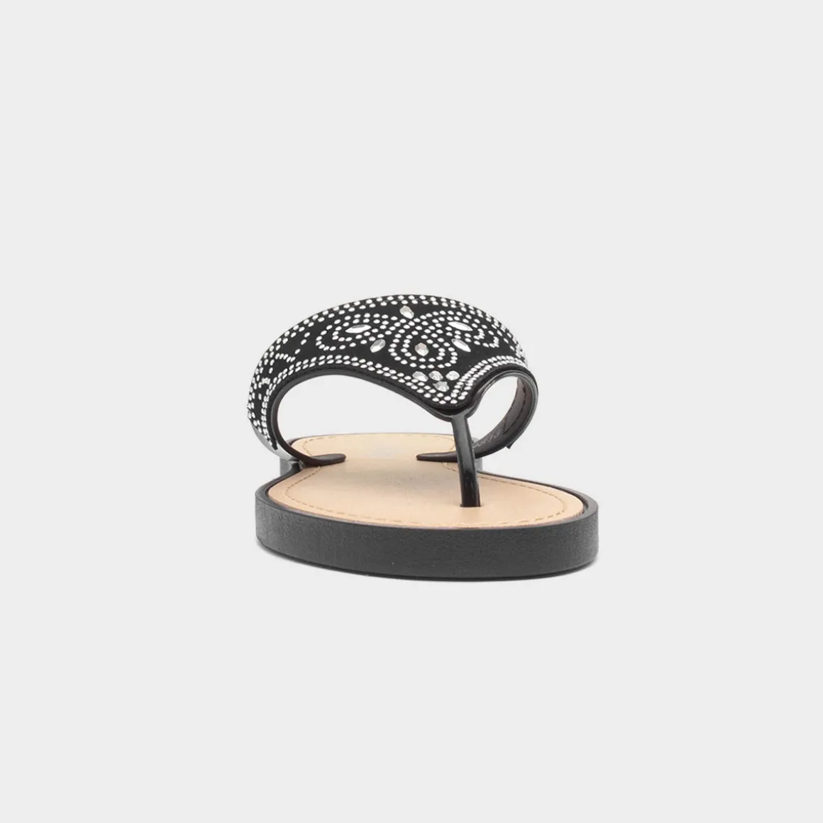 Lilley Star Womens Black Diamante Toe Post Sandal