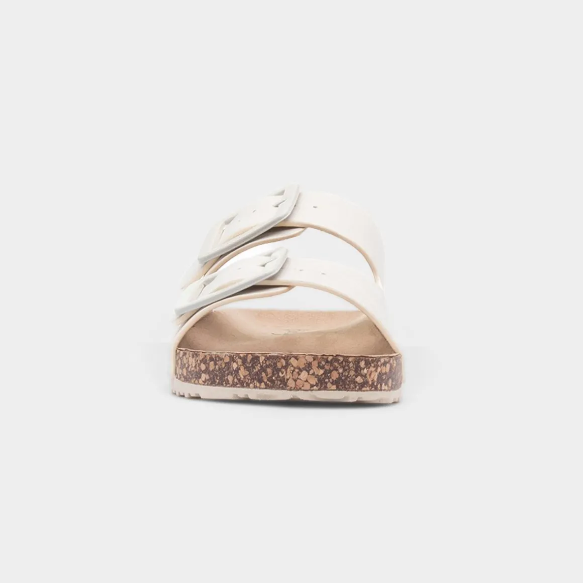 Lilley Stefi Womens Beige Buckle Footbed Sandal