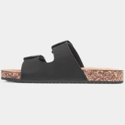 Lilley Stefi Womens Black Buckle Footbed Sandal