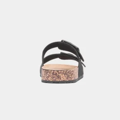 Lilley Stefi Womens Black Buckle Footbed Sandal