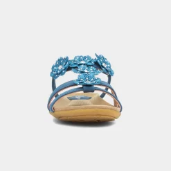 Lilley Stella Womens Blue Flower Crochet Sandal
