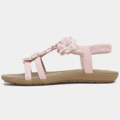 Lilley Stella Womens Nude Flower Crochet Sandal