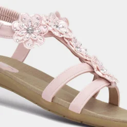 Lilley Stella Womens Nude Flower Crochet Sandal