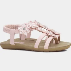Lilley Stella Womens Nude Flower Crochet Sandal