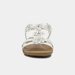 Lilley Stella Womens White Flower Crochet Sandal