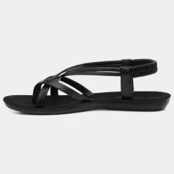 Lilley Suzzie Womens Black Flat Slip On Sandal